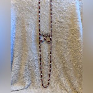 Glass bead necklace and earring set